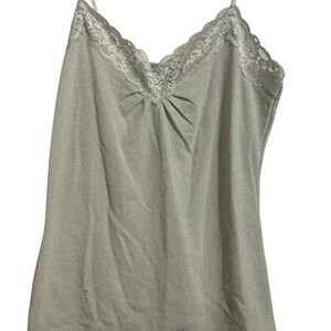 Worthington stretch silver metallic Lace Trimmed Gray Camisole ladies xl top